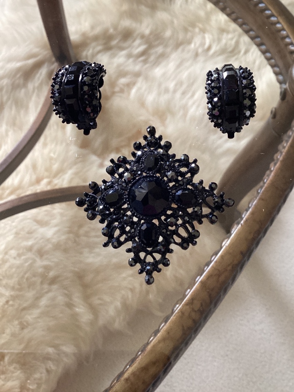 Elegantly Beautiful-St. John Couture Earrings and Brooch. Vintage.